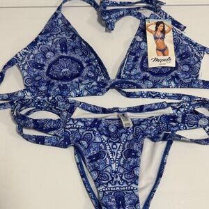 Blue Paisley Bikini Set